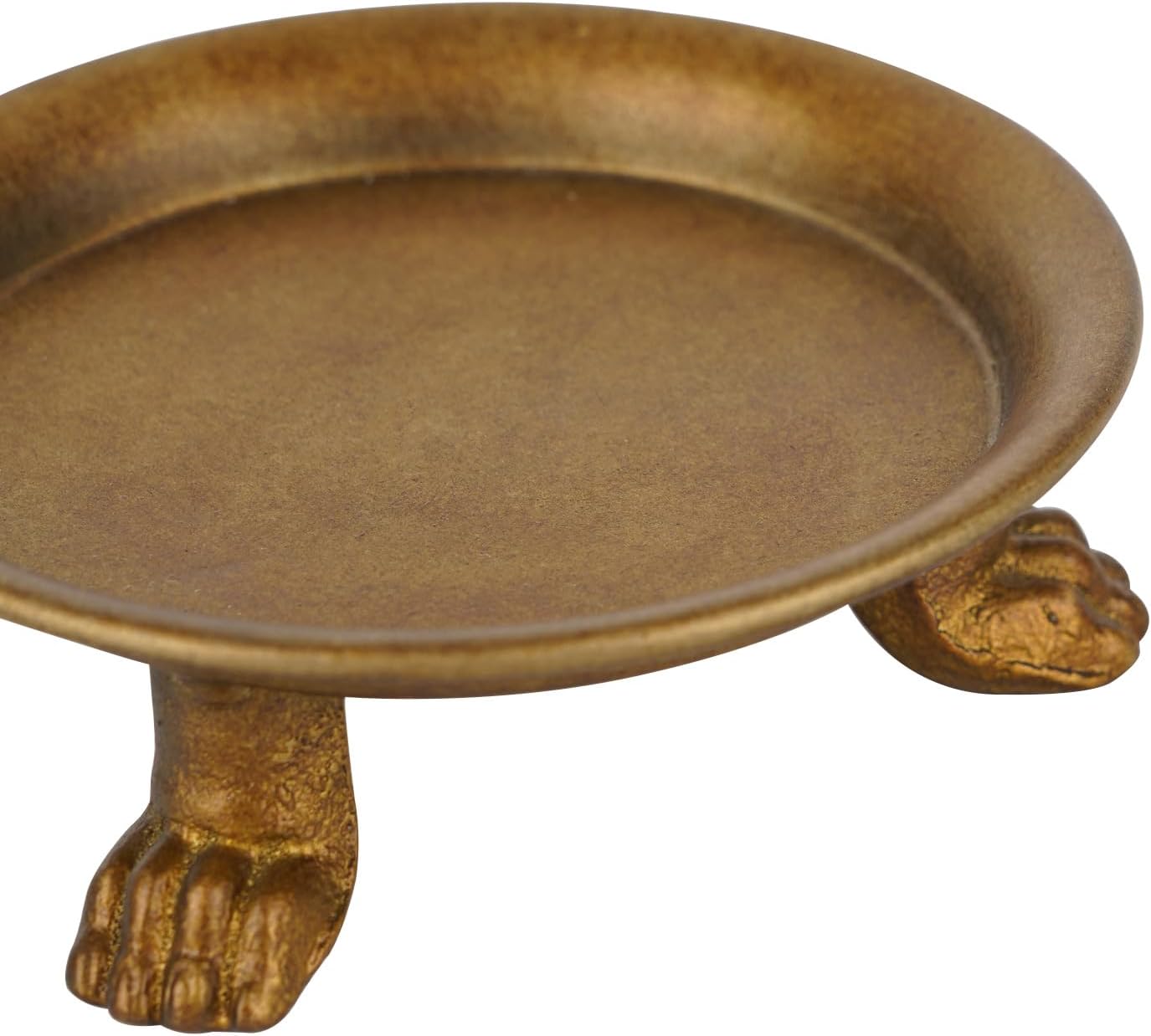 NIKKY HOME Gold Clawfoot Pillar Candle Holders Set of 2, Vintage Iron Tray | Antique Decorative Gothic Metal Claw Foot Base Plate Stand, Perfect for Pillar Candles, Incense Cones, Weddings, Spa Decor