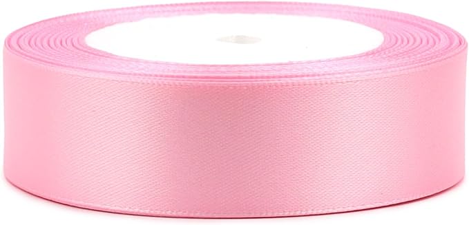 Pink Solid Satin Ribbon 1 Inch 25 Yards Solid Polyester Fabric Ribbon for Gift Wrapping Wedding Christmas Baby Shower Birthday Party Decoration Handmade Immortal Flower Craft