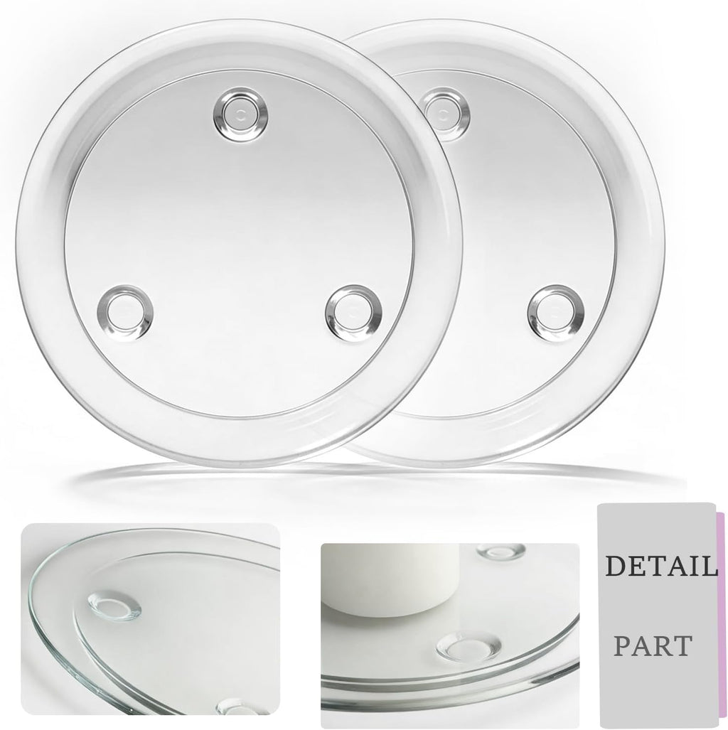 Clear Glass Candle Holder， 3" Glass Coaster Holder ，Small Round Candle Plate for Pillar Candle（3 Pack）