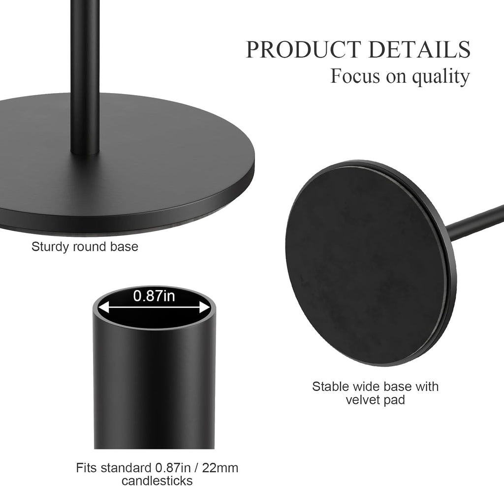 FSyueyun 3 Pcs Black Candle Holders, Elegant Taper Candle Holders, Metal Candlestick Holders for Festive Table Decor, Mantel Centerpiece, Modern Candle Stand for Wedding, Housewarming Gift