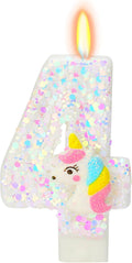 Birthday Candles for Girl - Number 4 Candle for Cake, Unicorn Party Supplies, Birthday Decorations for Cake Topper, Cartoon Theme Party Supplies