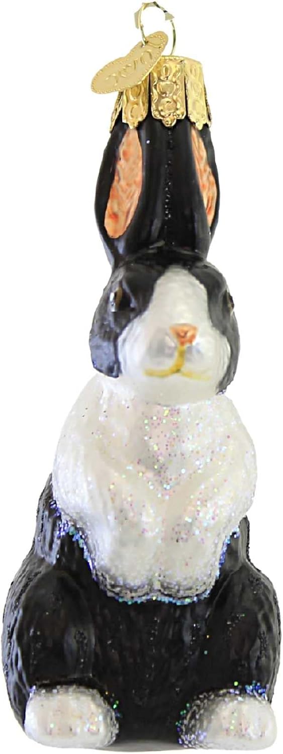 Old World Christmas Dutch Rabbit Glass Blown Ornament for Christmas Tree, Handcrafted Holiday Decoration, Wildlife Animal Collection