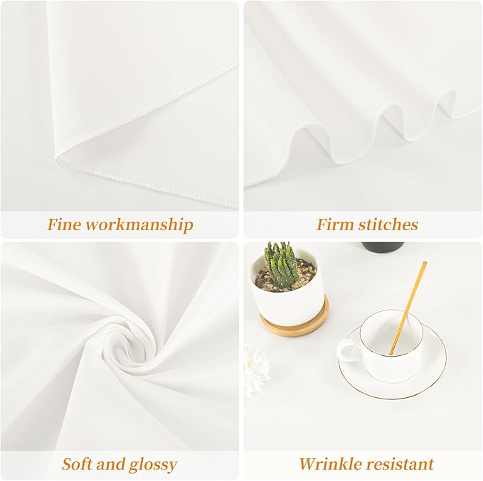 12 Pack Round Tablecloth 90 Inch - Ivory Polyester Table Cloth for Round Table, Premium Ivory Tableclothes Washable Fabric Table Cover for Wedding Party Banquet Restaurant Reception Dining