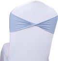 MDS Pack of 25 Spandex Chair Sashes Bows Elastic Stretch Dining Chair Bands Ties Without Slider Buckle Universal fits for Wedding Baby Shower Birthday Party Banquet Event Decoration - Baby Blue
