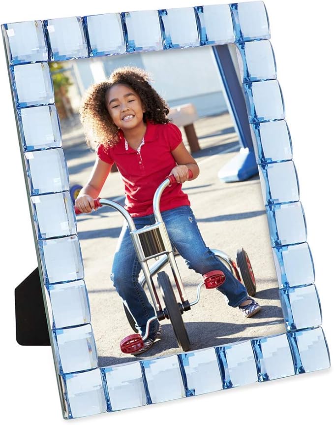 Isaac Jacobs Decorative Sparkling Light Blue Jewel Picture Frame, Photo Display & Home Décor (5x7, Light Blue)