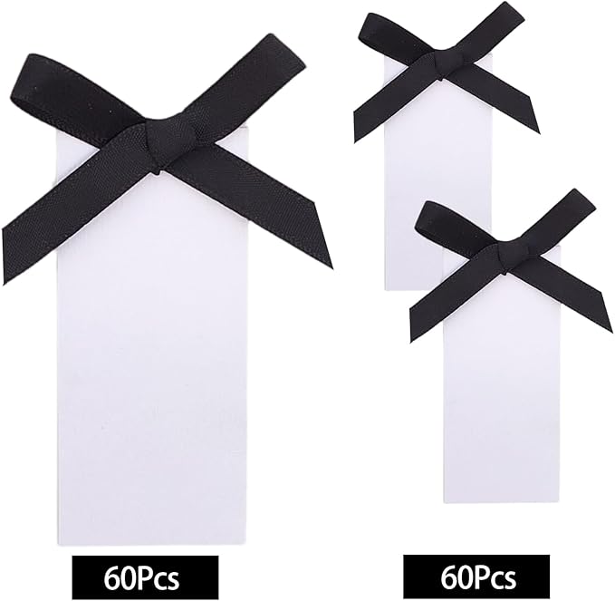60pcs Name Cards for Table Setting, Place Cards, Wedding Place Cards.Wedding Name Tags.Present Tags with String Attached.and Reserved Signs for Wedding Seating (Black)