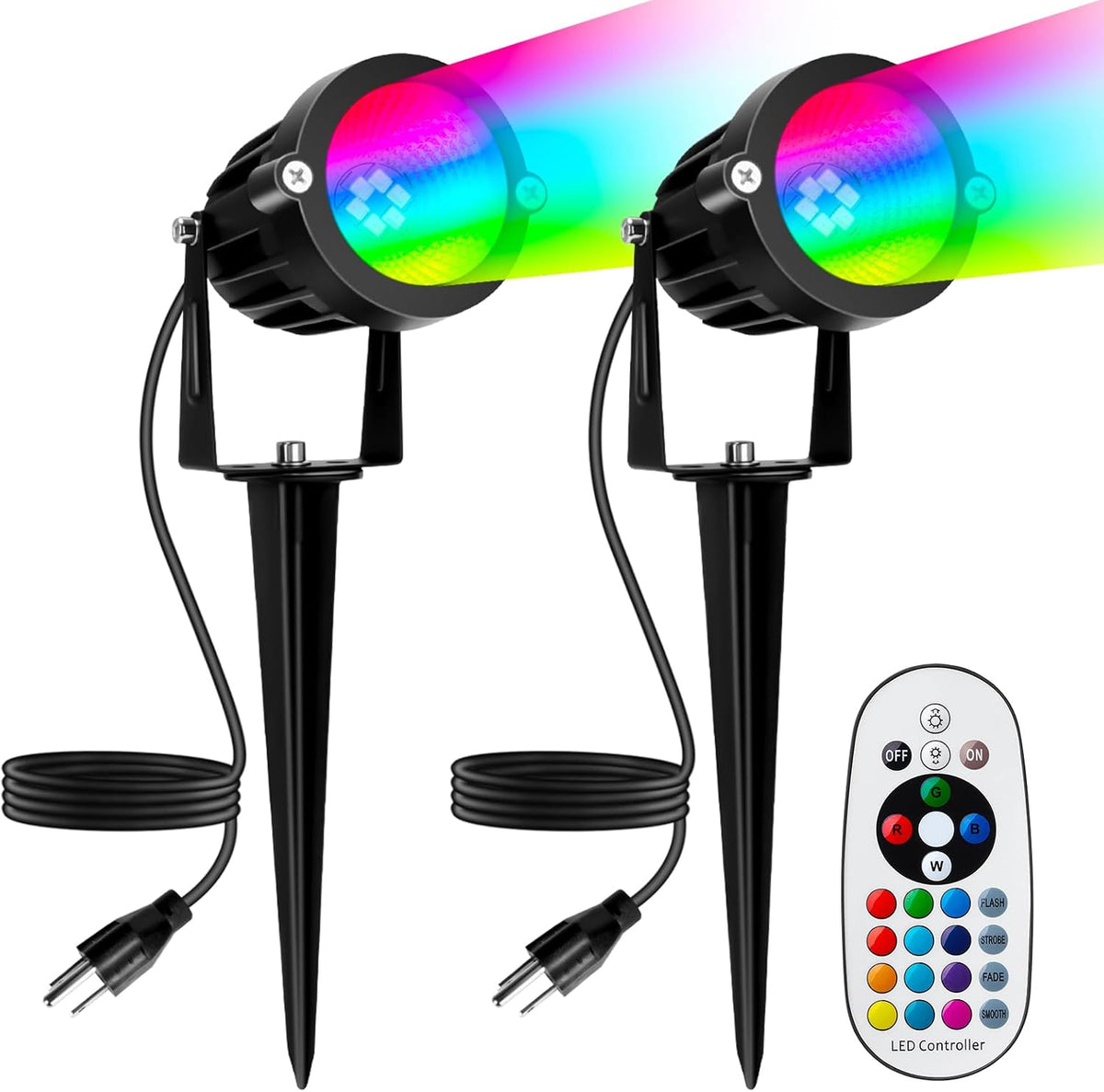 PYDS Halloween Spotlights Outdoor, 12W Super Bright RGBW Christmas Spot Light...