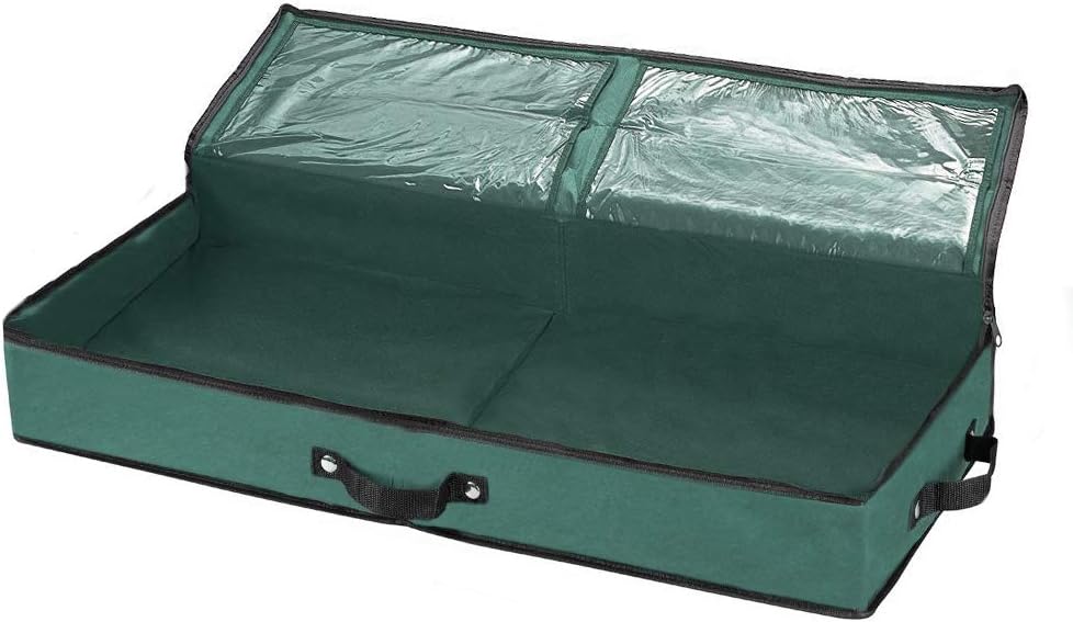 Wrapping Paper Storage Container | Under Bed Gift Wrap Organizer for 30 Inch Rolls | 31”x13.5”x4.5” | 600D Oxford Material | Box Holder with Pockets for Ribbon, Bows, and Accessories (Green)