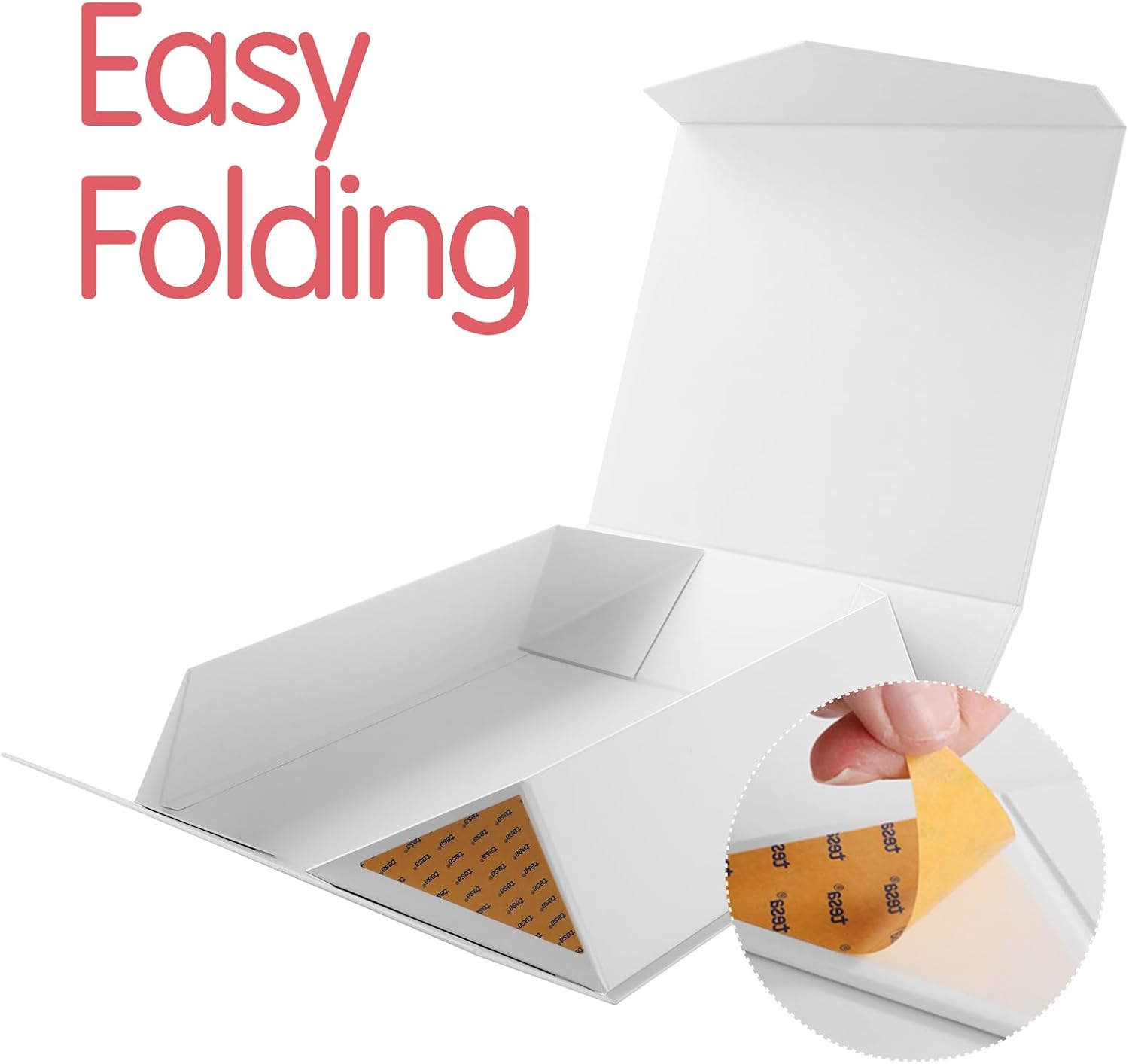 Extra Large Gift Box with Lid 16.3x14.2x5 Inches, White Magnetic Gift Box for Clothes and Large Gifts (Matte White)