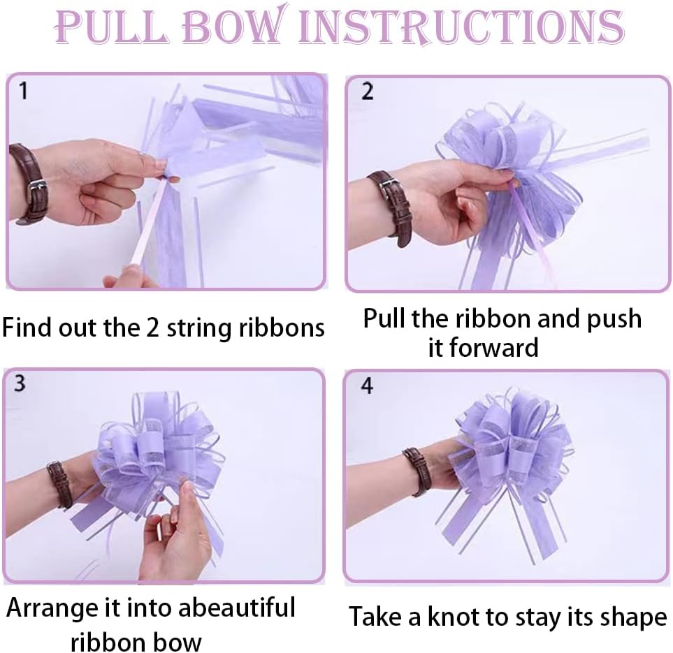 6 PC Pull Bows,Bow for Gift Wrapping,6 inches, Party Gift Wedding Ribbon Bows for Wrapping Boxes or Flower Decorations, Gift Decorations(Lotus Root Pink)