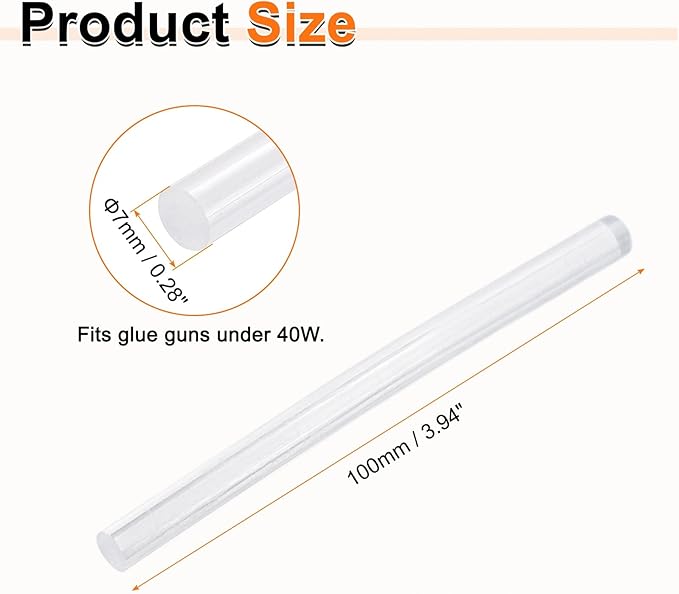 HARFINGTON 10pcs Hot Glue Sticks 0.28" Dia x 3.94" Long EVA Mini Hot Melt Adhesive Glue Stick for Hot Melt Gun Wood Plastic Glass Flowers Fabrics Foam, Clear