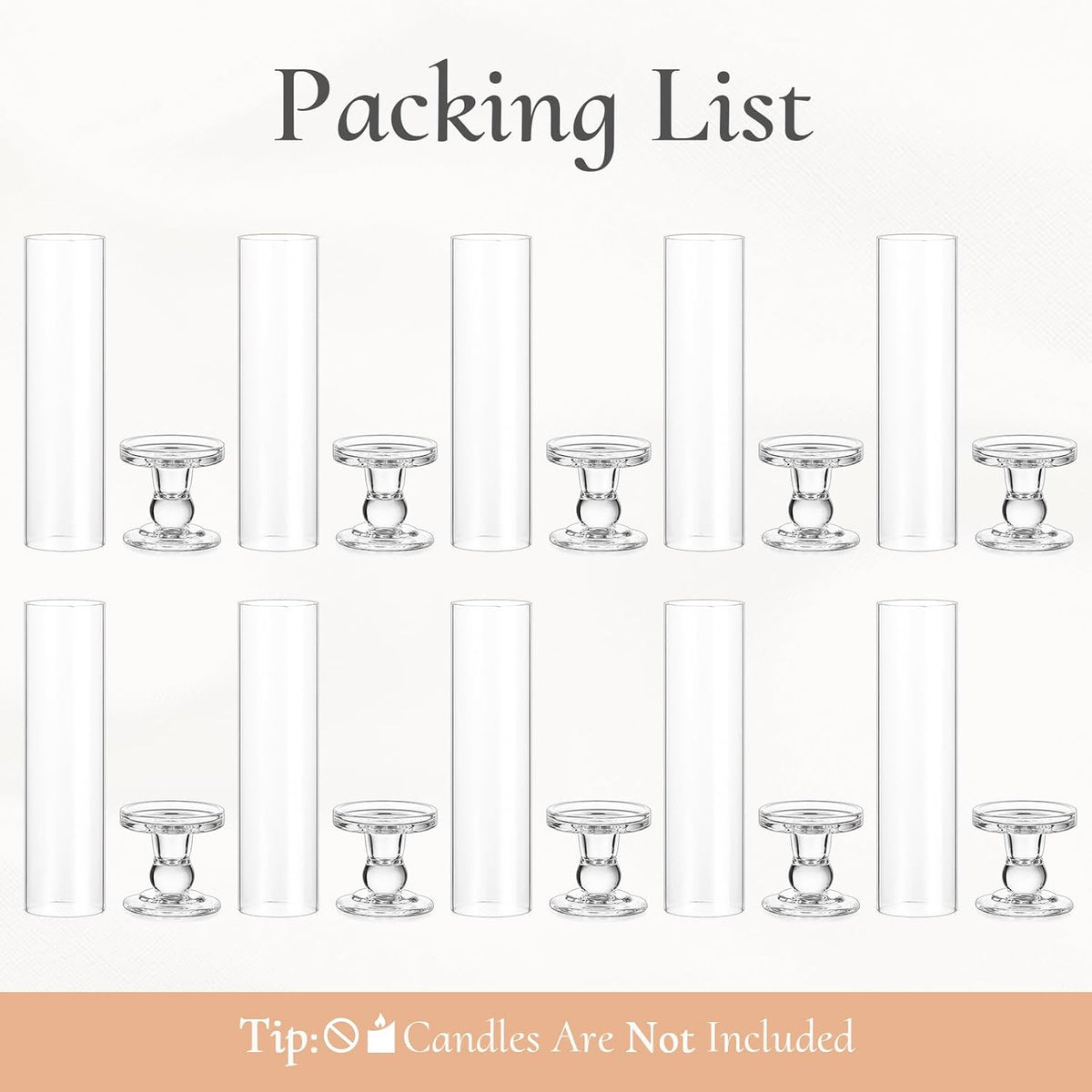 Hurricane Glass Candle Holders: Clear Candlestick Holders Set of 10