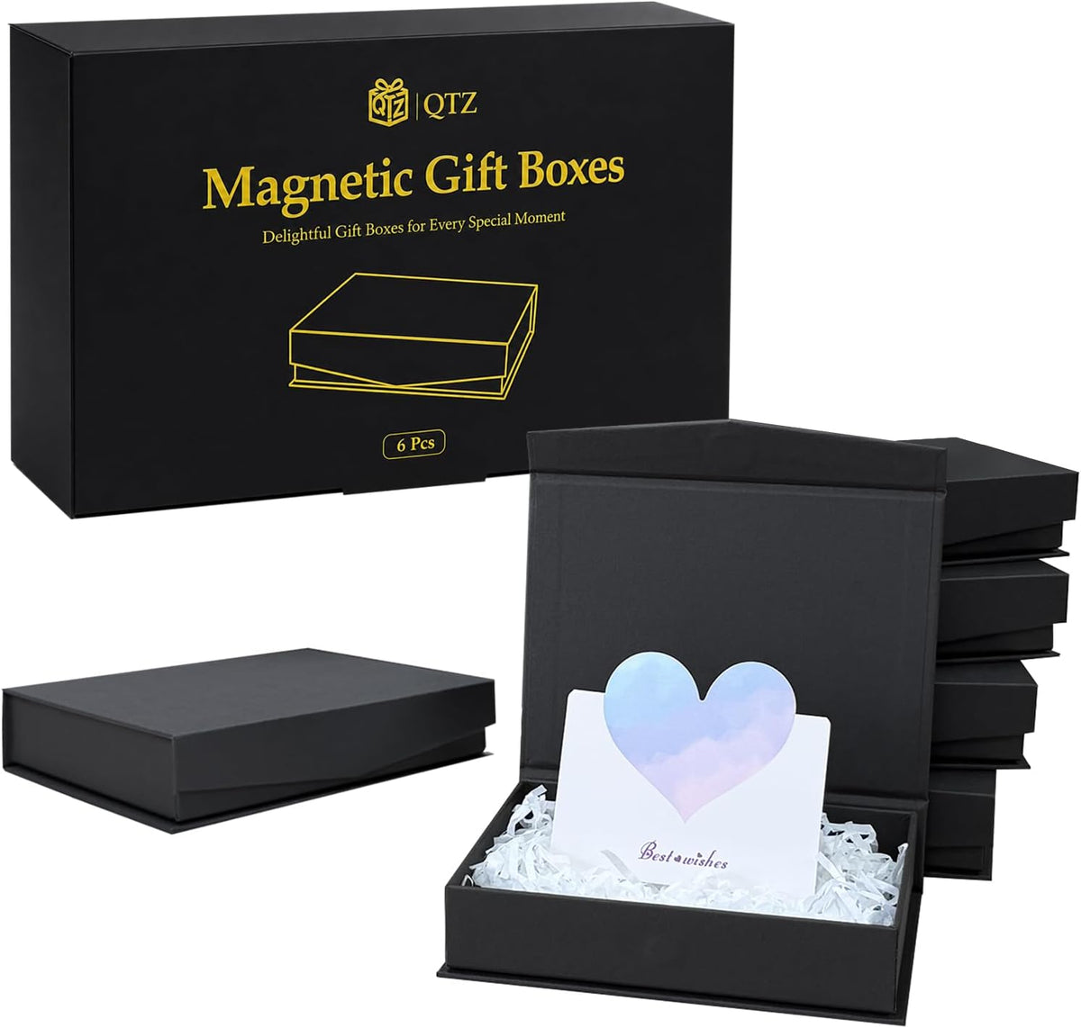 magnetic closure gift boxes, 6‑pack black small magnetic, main product view