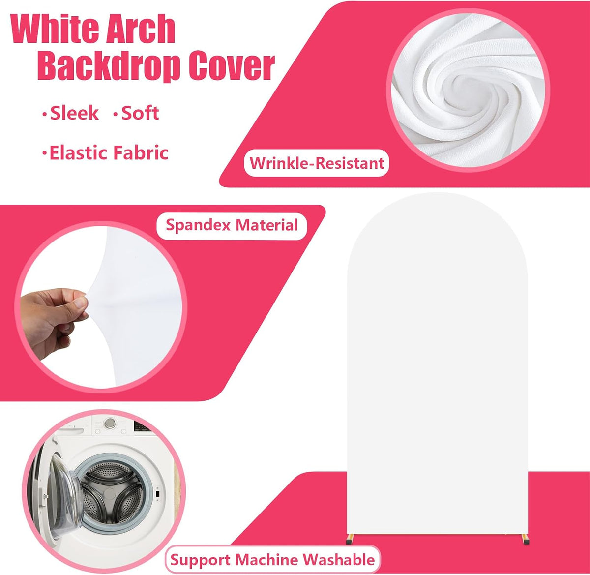 7.2ft arch backdrop stand and white cover set,balloon, front angle view