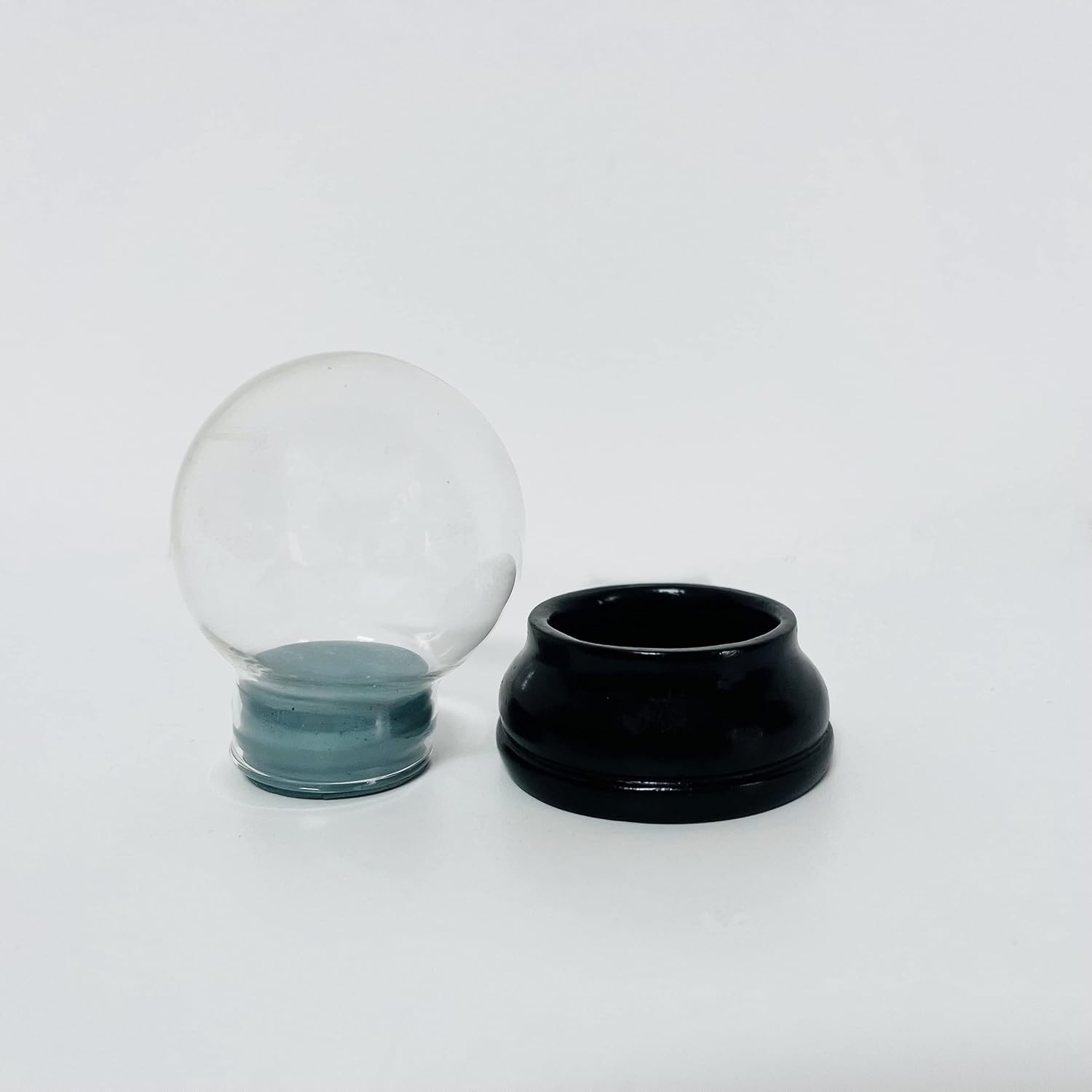 Clear DIY Empty Snow Globe kit Glass Water Globe Jar with Resin Base (45MM)