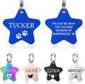 Dog Tags Engraved for Pets - YEHANTI Personalized Dog Tags with Lovely Icons, Durable Stainless Steel Pet ID Tags for Small Large Dogs Cats, Custom Dog Name Tags Engraved on Both Sides (Star)