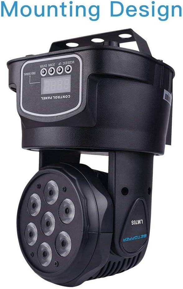 BETOPPER DJ Lights Moving Head, 7x8W RGBW Sound Activated/DMX Lighting, Moving Head Lights for Stage, Party, Live, DJ, Bar, Disco Lighting (2 Packs)