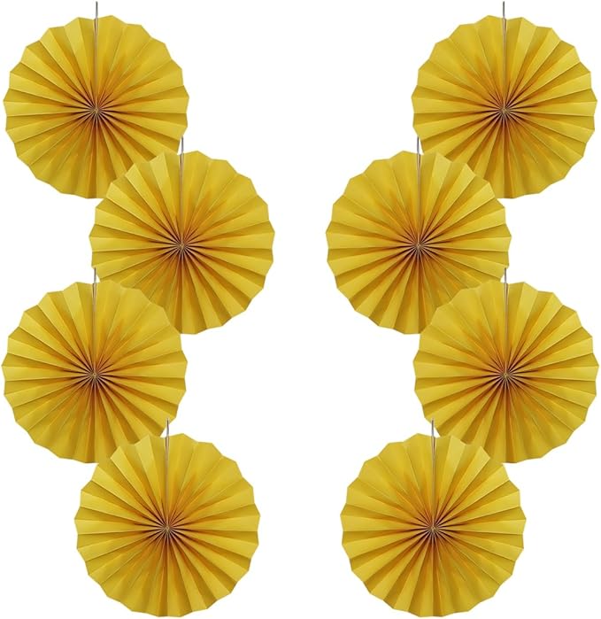 BARTHEW Yellow Birthday Decorations,DIY Yellow Paper Fans Hanging Decoration ,Party Supplies Party Fans 12in, Wedding Graduation Events Accessories 30 Color DIY Set （Yellow）