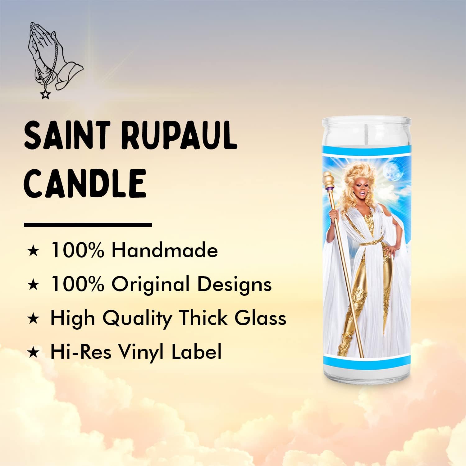 Drag Queen Celebrity Glass Jar Candle – Unscented Handmade Soy Wax Votive Candle – Unique Gift for Pop Culture Fans & Art Lovers – Home Decor Collectible for Living Room & Office – 8 Inch