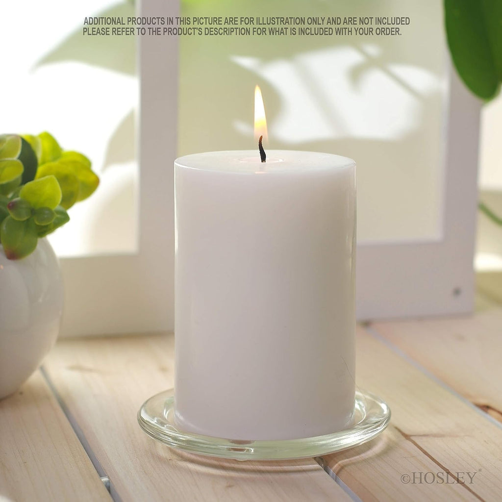 Hosley's Set of 24 Clear Glass Pillar Plates - 4 Inch Diameter. Ideal Gift for Weddings, Parties, Spa, Pillar Candle, Votive Candle Garden. Or as a Pedestal W1
