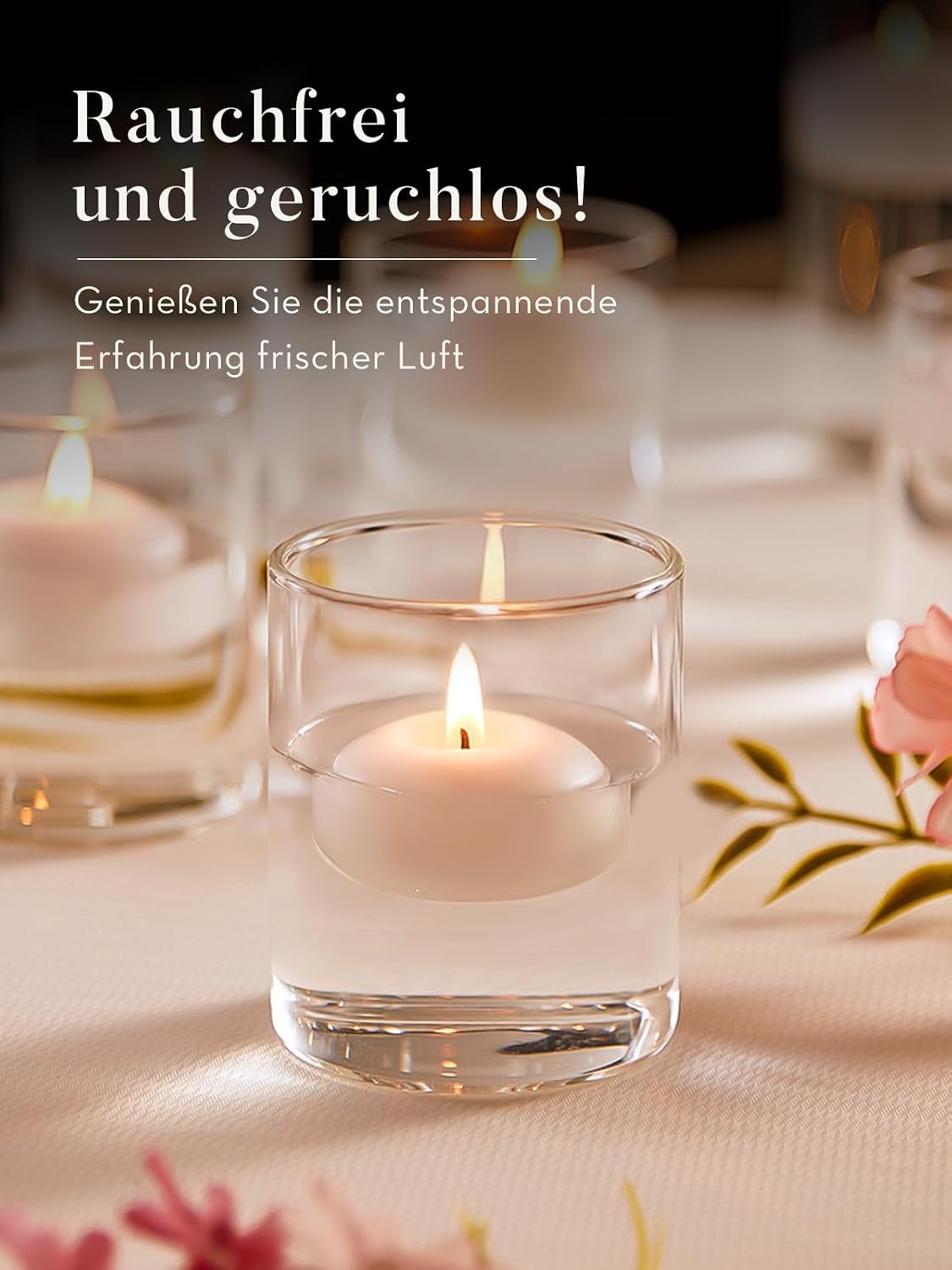 Ashlux White Floating Candles 2 inch, 24 Pack Floating Candles 5-6 Hours Long Burning, Unscented Floating Candle for Centerpieces, Wedding, Christmas Lights, Romantic Night for Her/Him Set