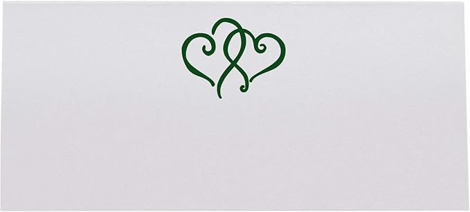 Linked Hearts Place Cards, Hunter Green (Choose Color), Set of 25, Pre-cut and Scored - Wedding, Party, Dinner, and Special Events - Made in the USA
