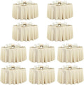 LTC LINENS 10 Pack 120 Inch Round Tablecloth Beige for 60 Inch Round Table - Bulk Round Table Cover - Washable, Wrinkle Resistant Polyester Fabric Cloth for Wedding, Party