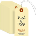 SmartSign Blank Manila Shipping Tags with Wire - Pack of 1000, Size-5, 13pt Thick Prewired Cardstock Tag, 4 3/4" x 2 3/8" Paper Hang Tags with Reinforced Fiber Patch