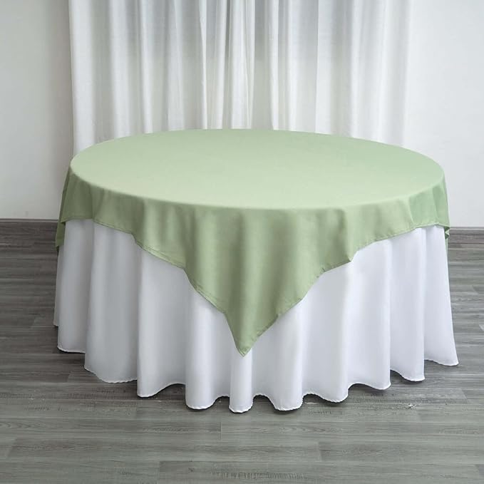 Efavormart 70" Premium Square Polyester Tablecloth for Wedding Kitchen Dining Events - Sage Green