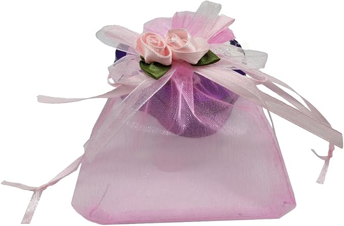 Ankirol 50pcs Sheer Organza Favor Bags For Wedding 3.8x4.8'' Gift Bags Samples Display Drawstring Rose Pouches (pink)