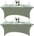 118 2-Pack 4ft Spandex Table Covers for Rectangular Folding Tables - Wrinkle Resistant Stretch Tight Table Cloths - Ultimate Fitted Table Protector for Parties, Banquet, and Wedding