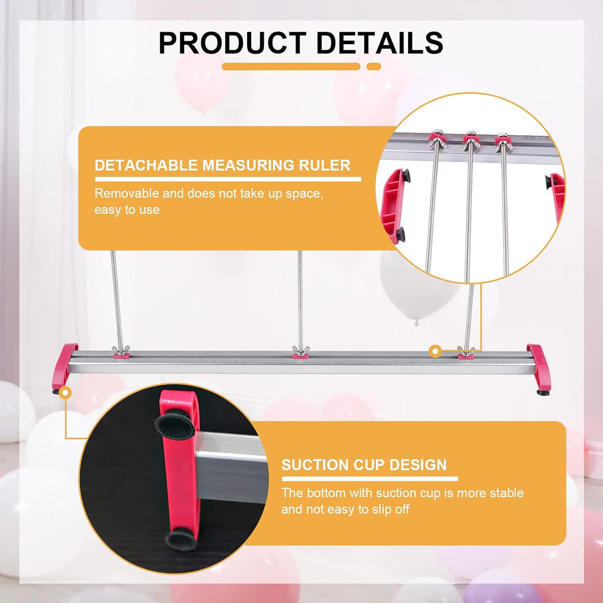 balloon sizer ruler, 0-12 inch adjustable metal solid, side view