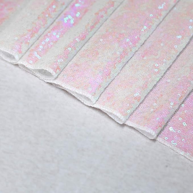 White Iridescent Sequin Table Runners 10 Packs 12x72 Inches Glitter Sparkly Table Runner for Birthday Wedding Party Baby Shower Event Decorations