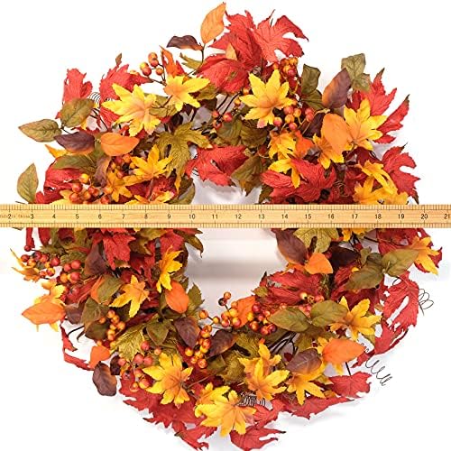 idyllic 20 inch fall wreath for front door shown in use