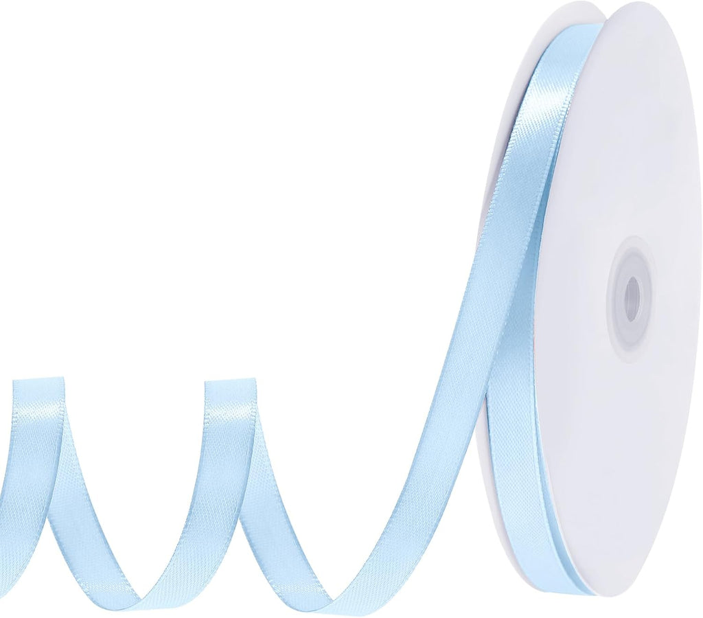 woric 120 Yards Blue Ribbon 3/8 Inch Light Baby Blue Ribbon Thin Crafts Satin Ribbons for Graduation Baby Shower Hair Bows Balloon Decorations Flower Bouquet Cake Wedding Gifts Basket