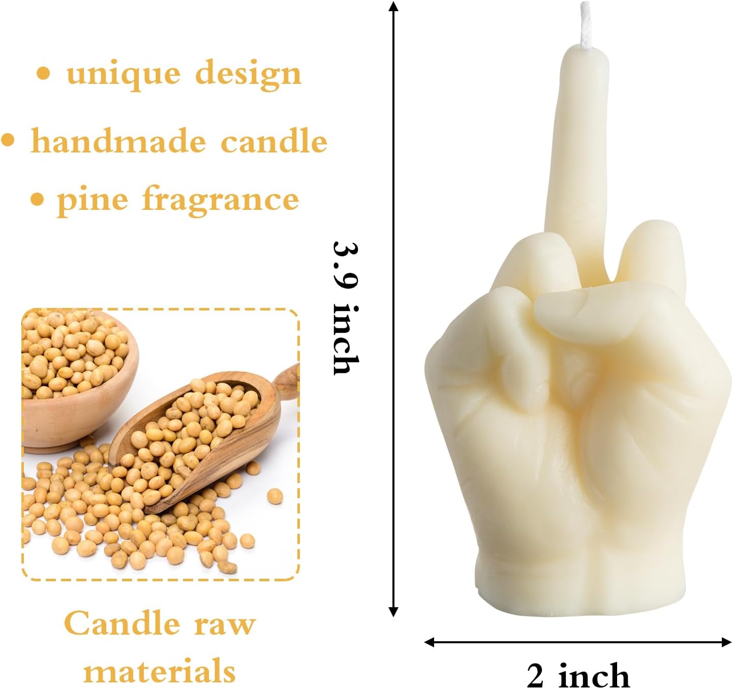 6sisc Middle Finger Scented Candle Danish Pastel Room Decor Aesthetic Pine Fragrance Soy Wax Aromatherapy Hand Gesture Candles Desk Statues Sculpture Ornaments Gift for House Bedroom Supplies Milky