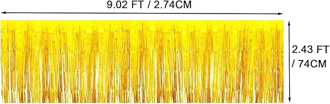 4 Pack Metallic Foil Fringe Tinsel Table Skirts,29x108 Inch Party Disposable Table Skirt Banner for Hotel Banquet Parade Floats Mardi Gras Holiday Birthday Wedding New Year Party Decoration(Gold)