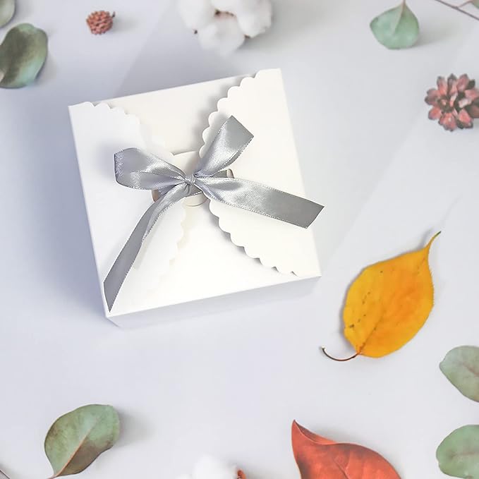 WEWILUCK Small White Gift Box, 10 PCS Pretty Favor Gift Boxes with Lids Bulk for Wedding, Bridesmaid Proposal, Birthday, Party, Holiday, Galentine's Day Presents, 4.75” x 4.75” x 3.53”