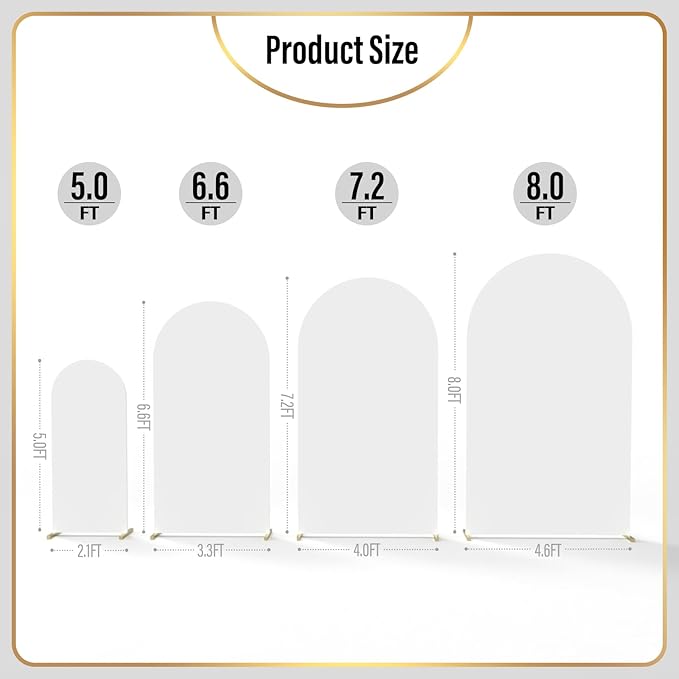 LEBENGURU Upgraded 6FT Wedding Arch Cover, White Spandex Fitted Arch Backdrop Cover, Round Top Chiara Stand Covers for Birthday Party Baby Shower Banquet Balloon Décor