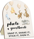 Winnie Wedding Photo Guestbook Sign with Stand, the Pooh Decor Wedding Welcome Sign, Bridal Shower Sign, Baby Shower Party Supplies, Wedding Shower Supplies, Photo Guestbook Wooden Plaque 8 * 10In