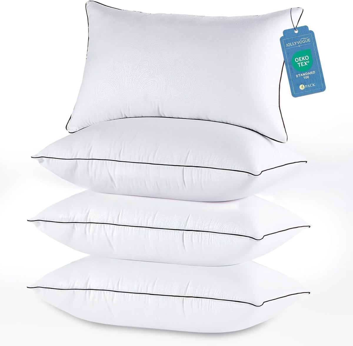 JOLLYVOGUE Pillows Queen Size Set of 4, Cooling and Firm Pillows with Oeko-Te...