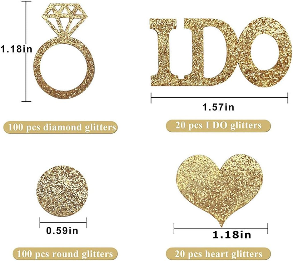Gold Wedding Confetti, 100 Pcs I DO Engagement | Bridal Shower Decorations, Bride to Be Confetti, Glittering Diamond Ring, Engagement Party Table Scatter