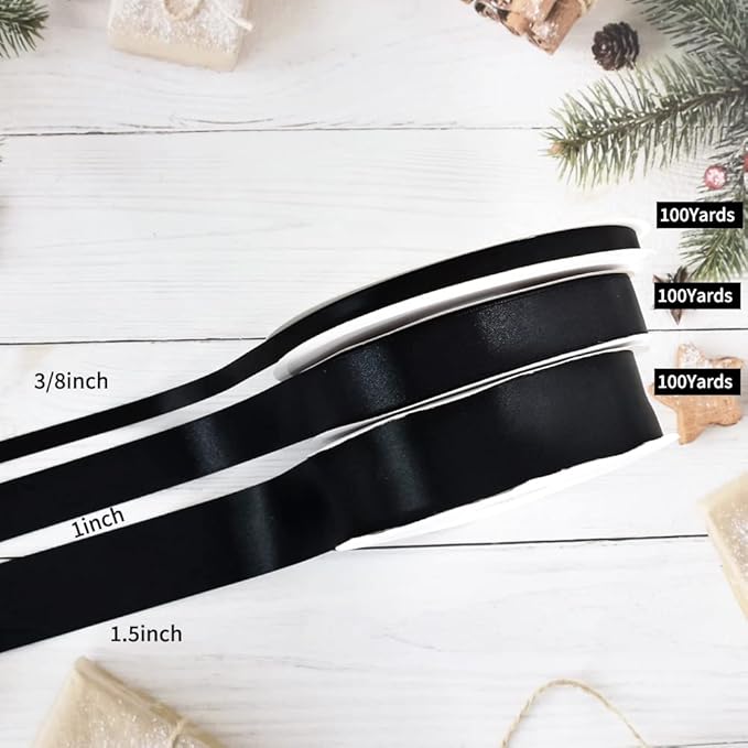 TONIFUL 1 Inch x 100yds Silver Satin Ribbon, Thin Solid Color Satin Ribbon for Gift Wrapping, Crafts, Hair Bows Making, Wedding Party Decoration, Invitation Cards, Floral Bouquets, Christmas