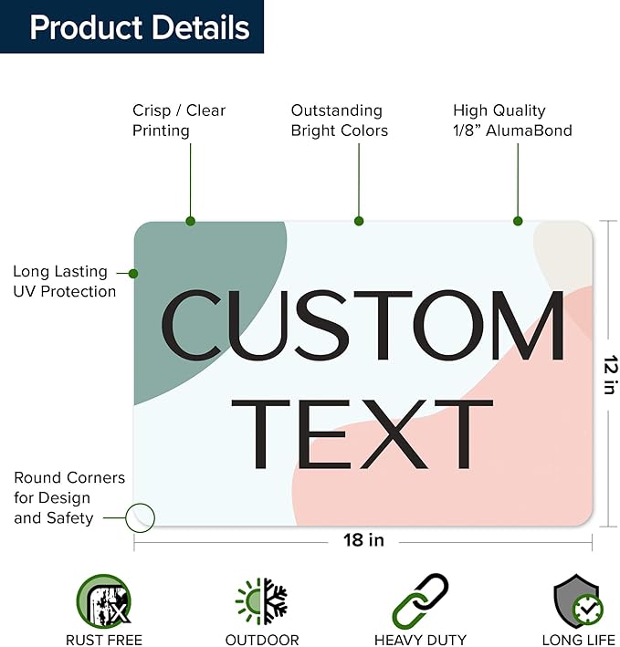 Custom Sign, Custom Street Sign, 11 Font Colors, 13 Font Styles, 4 Hole Options, 22 Sizes, 12x18 Inches, Rust Free DiBound, Fade Resistant, Made in USA by My Sign Center (Minimalist)