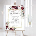 Burgundy Wedding Welcome Sign, Gold Dusty Pink To The Wedding Of