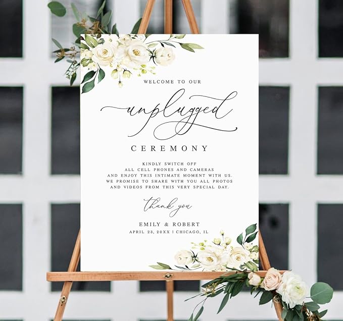 Wedding Welcome Sign, Wildflower Welcome Sign, 12" x 18" (Small), 27" (Medium), 36" (Large), Plastic, Modern, Pole Mount, Weather