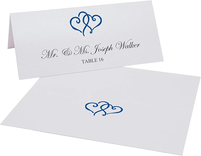 Linked Hearts Printable Place Cards, Royal Blue (Choose Color), Set of 60 (10 Sheets), Laser & Inkjet Printers - Wedding, Party, Dinner, and Special Events - Made in the USA