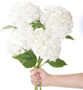 20" 4Pcs White Faux Hydrangea Flowers Real Touch Fake Hydrangeas Bouquet Hydrangea Artificial Flowers with Leaves Stems for Centerpiece Arrangements Wedding Party Home Décor