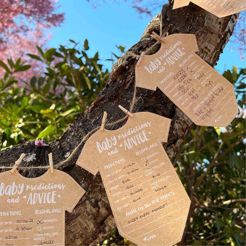 Kate Aspen Baby Predictions for Baby Shower Advice Cards - 50-Count Onesie Shaped Baby Shower Games for Girl or Boy - Gender Neutral Decor, Table Decorations, Activity and Keepsake For New Parents