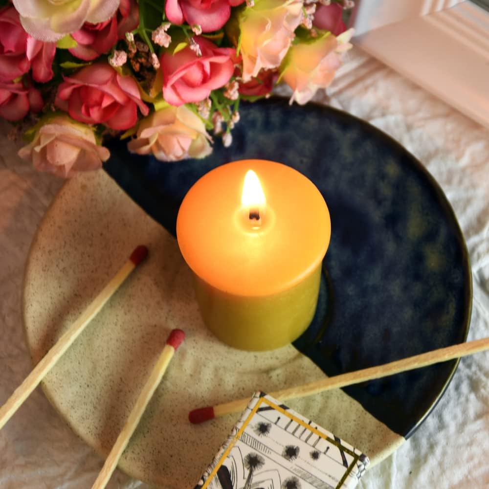 Pure Beeswax Votive Candles-6 Pack Natural Votives Set for Home Room Decor Party Wedding Spa Gift,12 Hours Burn